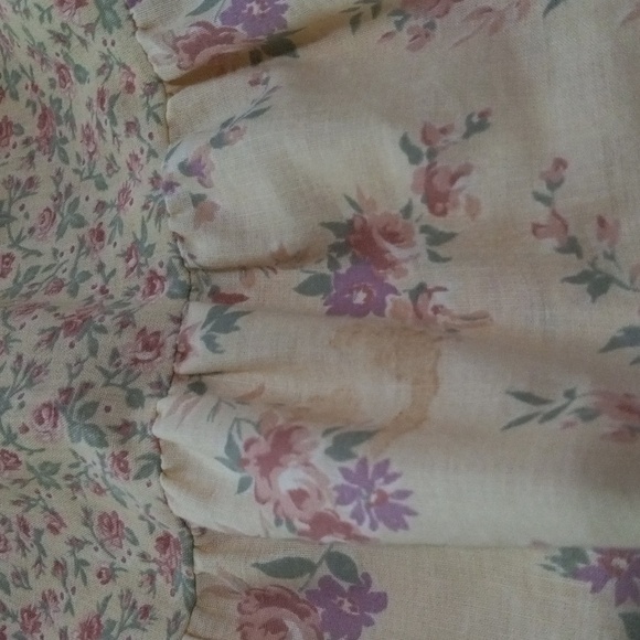 Rare Vintage 1970's Carla Gay Floral Cream Prairie Bow Front Tier Dress - Picture 16 of 16